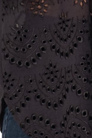 GömlekSOLO TRİKOA21A001-2Solo Kadın Güpür Ajur Detaylı Pamuk Polin Gömlek